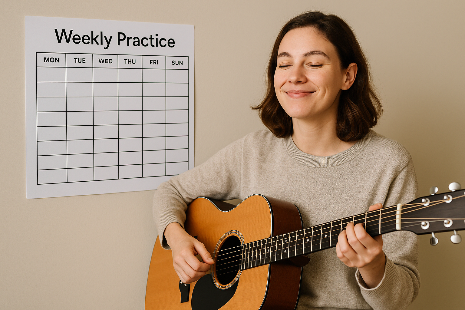 Guitar player practicing repertoire